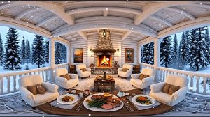 Зима за городом Уютное путешествие Камин и зимняя атмосфера отдыха Красивая релакс музыка