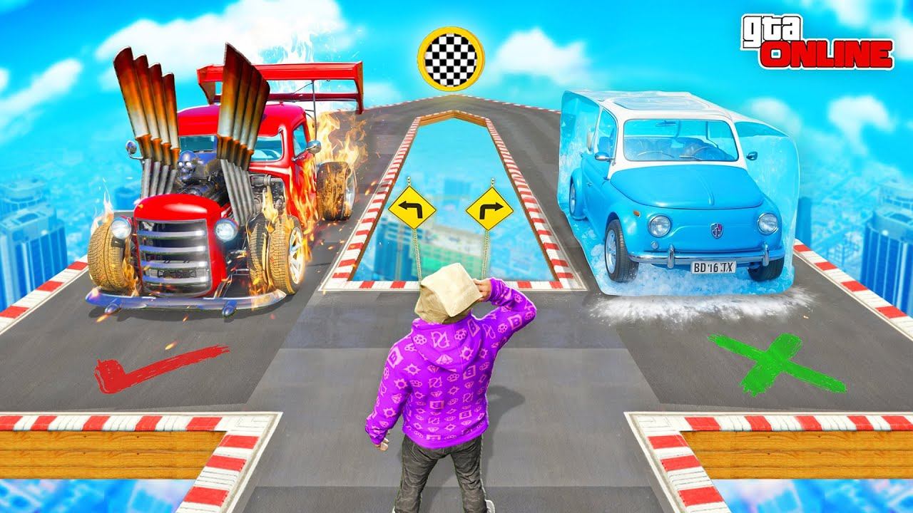 СДЕЛАЙ РАНДОМНЫЙ ВЫБОР ЧТОБЫ ПРОЙТИ! ОГНЕННЫЙ ИЛИ ЛЕДЯНОЙ? ХОРОШИЙ-ПЛОХОЙ ЧЕКПОИНТ В ГТА 5 смотреть онлайн