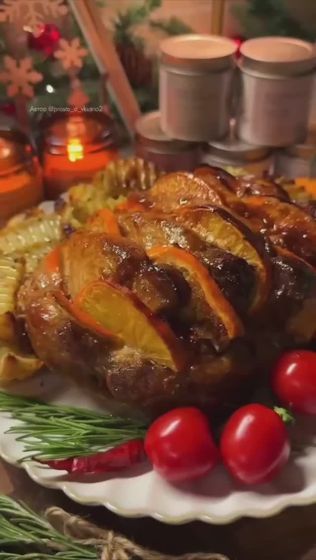 Сочное мясо с апельсинами и картофелем 🥘 смотреть онлайн