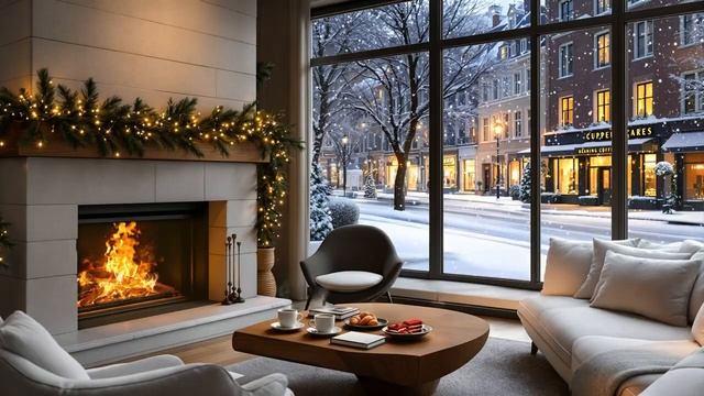 Уютная атмосфера зимнего камина, нежная мелодия, джаз музыка для отдыха и сна смотреть онлайн