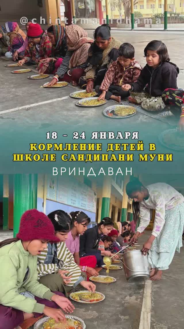 18 - 24 января. Видеоотчет о кормлении детей в школе Сандипани Муни смотреть онлайн