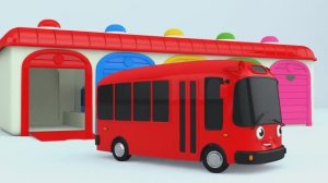 Веселые автобусики в гараже! Цвета для детей! Играем вместе! Видео для детей!