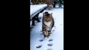 зимняя прогулка кошки