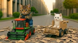 Картонный уборщик котенка разрушен, отец сделает новый.