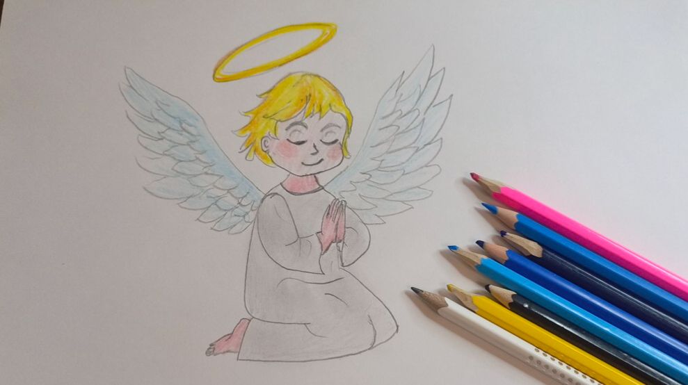 Как нарисовать Ангела цветными карандашами поэтапно. Рисуем Ангела Хранителя смотреть онлайн