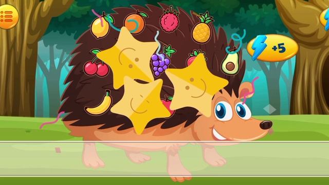 Детский развивающий мультфильм: размести все фрукты на спине у ёжика! смотреть онлайн