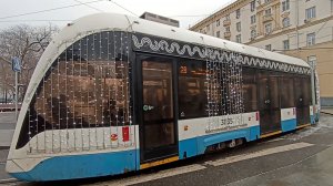 Поездка на Новогоднем трамвае Витязь МОСКВА по маршруту №39 (м. Университет - м. Чистые пруды)