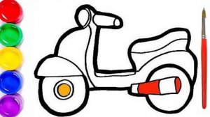 Мультик раскраска для детей и малышей. Как нарисовать рисунок мотоцикл