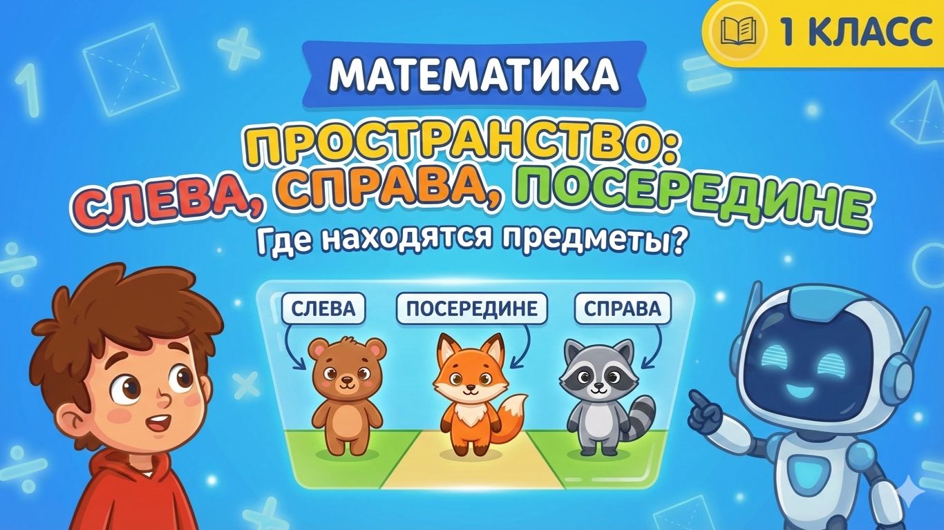 Математика 1 класс: Учимся ориентироваться! Слева, Справа, Посередине 🐻🦊🦝 смотреть онлайн