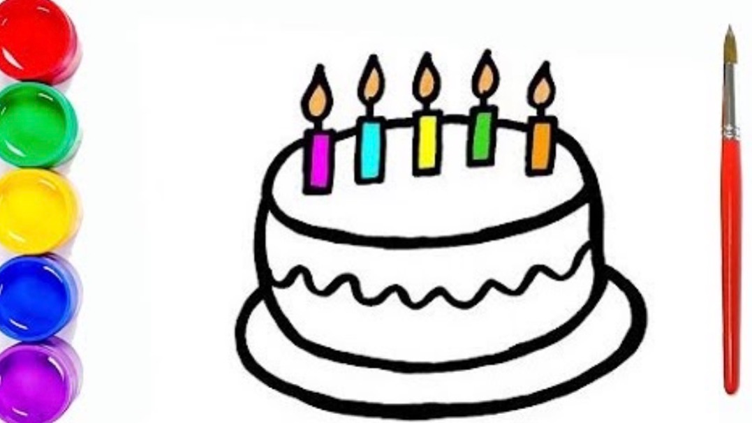 Мультик раскраска для детей и малышей. Как нарисовать рисунок торт смотреть онлайн