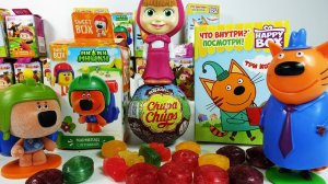 Маша и Медведь Игрушки для детей ТРИ КОТА и МиМиМишки открываем Киндер Сюрприз БОКС Happy Sweet Box