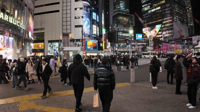 Вечерний вид Сибуи прогулка по району Сибуя Токио 🌆✨ смотреть онлайн