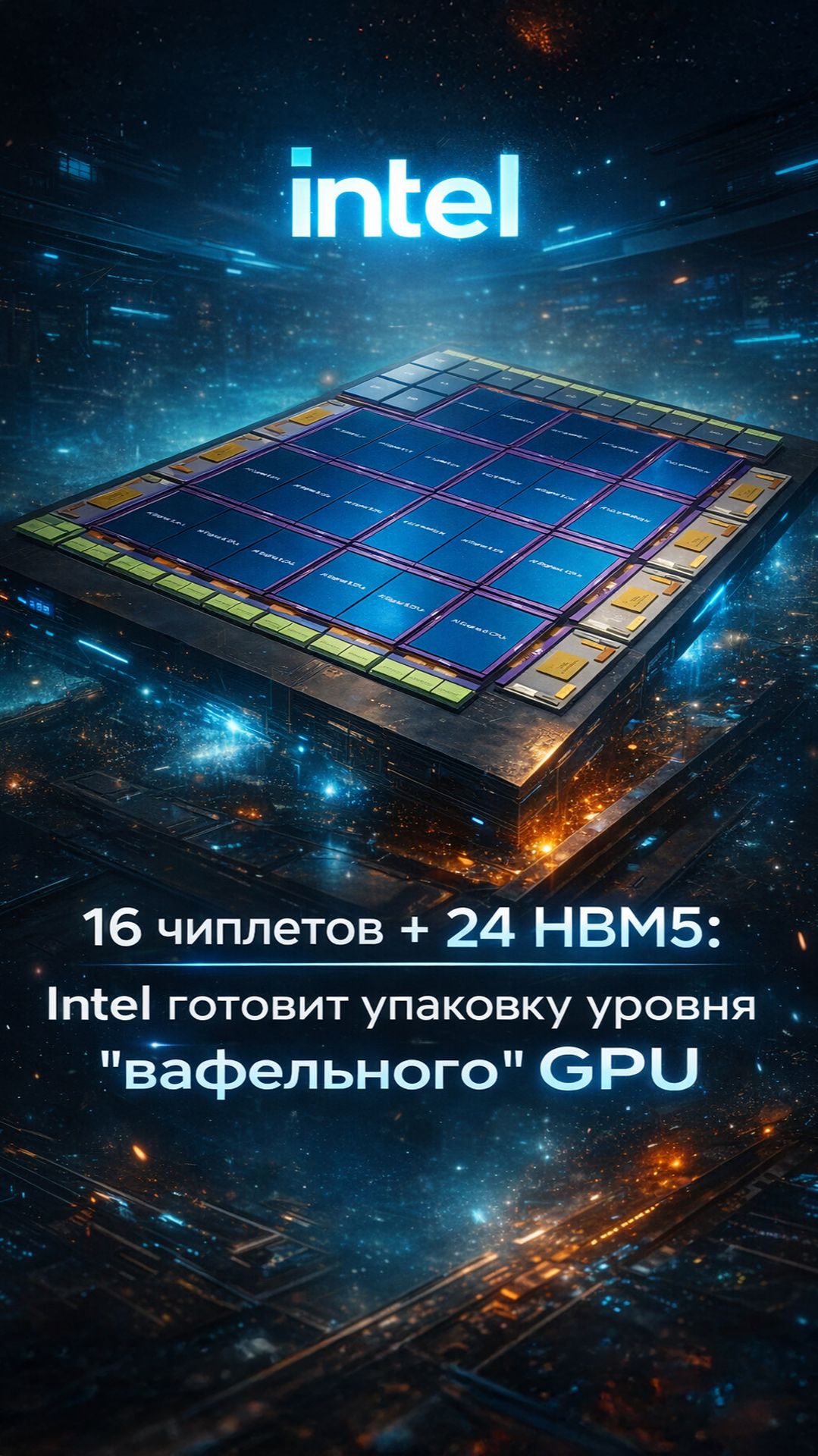 Экстремальная сборка Intel Foundry: 2.5D/3D-концепт с 24 HBM5 и плотным 3D-бондом смотреть онлайн