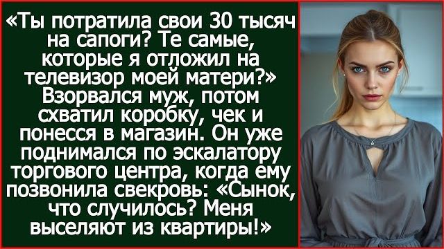 Ты потратила свои 30 тысяч на сапоги? Те самые, которые я отложил на телевизор для мамы? смотреть онлайн