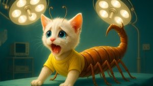 Котенок превратился в жука, когда съел тухлое мороженое.