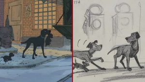 «Сто один далматинец» и «Круэлла» — раскадровка сцены с побегом