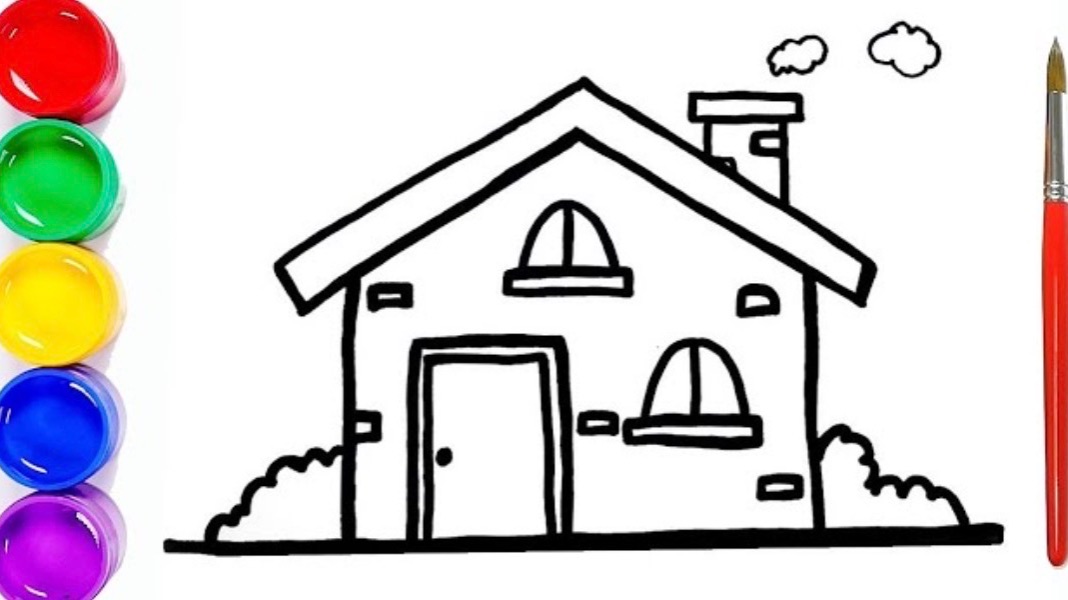 Мультик раскраска для детей и малышей. Как нарисовать рисунок домик смотреть онлайн