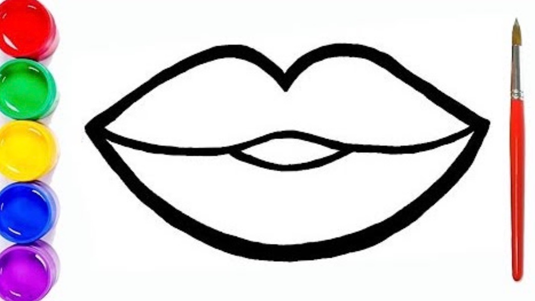 Мультик раскраска для детей и малышей. Как нарисовать рисунок губы смотреть онлайн