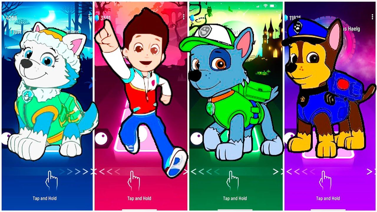 Мультики для Детей Щенячий Патруль Tiles Hop - ЭВЕРЕСТ, РАЙДЕР, РОККИ, ГОНЩИК смотреть онлайн