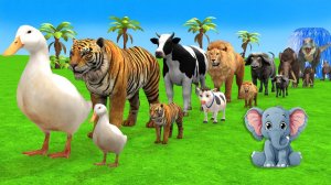 Мультики для детей и малышей. Яркая Веселая звериная ферма с Гусями и слонами. Мультики залипалки