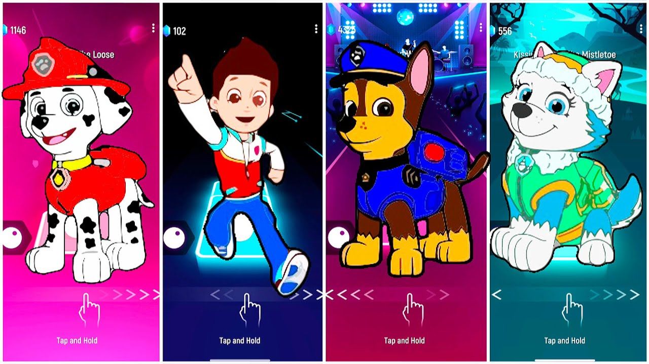 Мультики для Детей Щенячий Патруль Tiles Hop - МАРШАЛЛ, РАЙДЕР, ГОНЩИК, ЭВЕРЕСТ смотреть онлайн