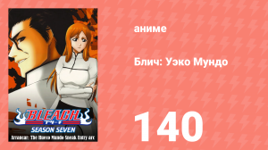 Блич: Уэко Мундо 140 серия (аниме-сериал, 2004)
