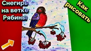 🔴Как нарисовать Снегиря на веточке Рябины 🎨🍃Поэтапно✍️Снегирь на ветке🪽Учимся рисовать🍂🍃❄️