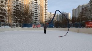 Разминка с 9-ти метровой лентой Дракона на телескопическом шесте (2)