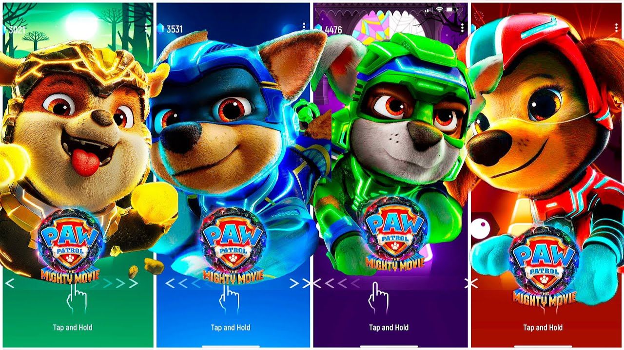 Мультики для Детей Щенячий Патруль Tiles Hop - КРЕПЫШ, ГОНЩИК, РОККИ, ЛИБЕРТИ смотреть онлайн