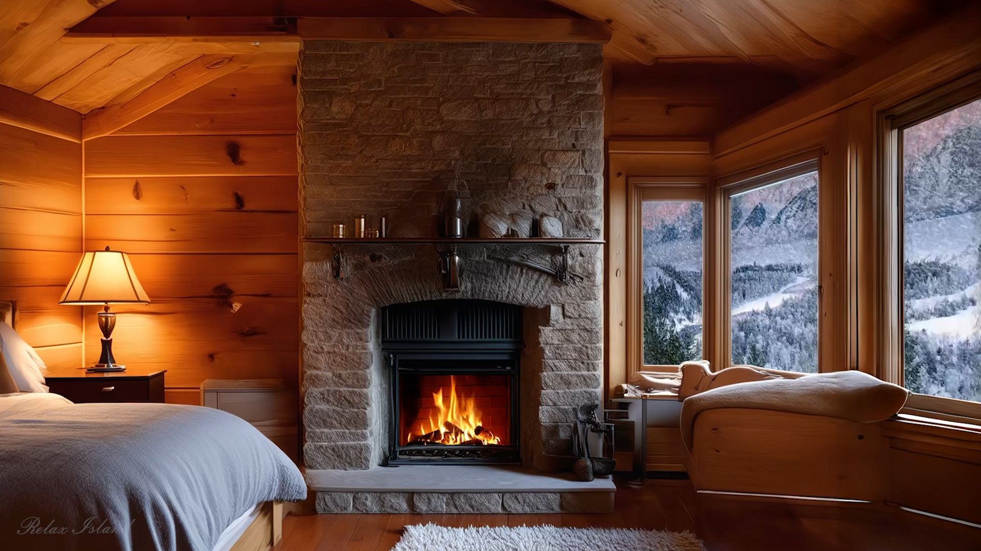 УСПОКАИВАЮЩАЯ МУЗЫКА ДЛЯ СНА В УЮТНОЙ СПАЛЬНЕ 🎵 РАССЛАБЛЯЮЩАЯ МУЗЫКА ДЛЯ ДУШИ У ГОРЯЩЕГО КАМИНА смотреть онлайн