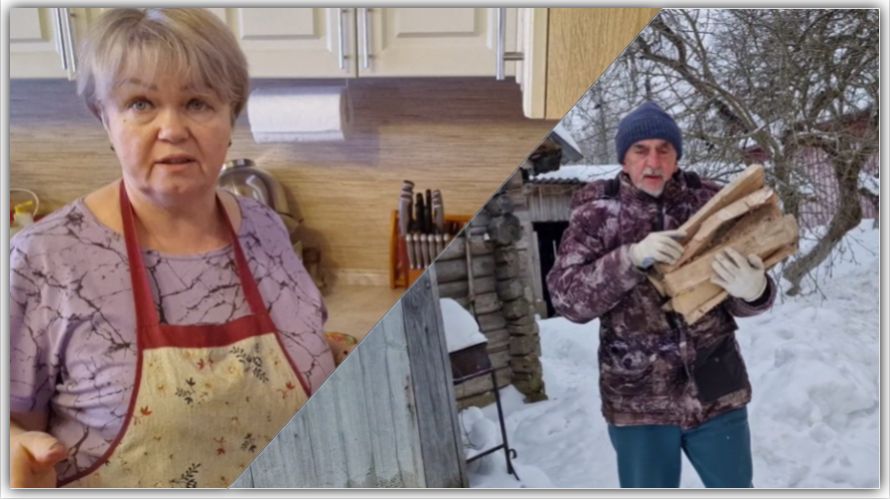 НАПЕКЛА БЛИНОВ ИЗ ПАХТЫ, А ЛЁШИК НАТАСКАЛ ДРОВ ДЛЯ КАМИНА. смотреть онлайн