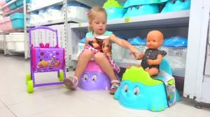 Nastya Pretend Play in Shopping with Baby Doll and Toys!