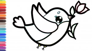 Мультик - раскраска для детей ПТИЧКА. Учимся как рисовать ПРИЧКУ и другие рисунки вместе с детьми.