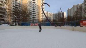 Разминка с 9-ти метровой лентой Дракона на телескопическом шесте