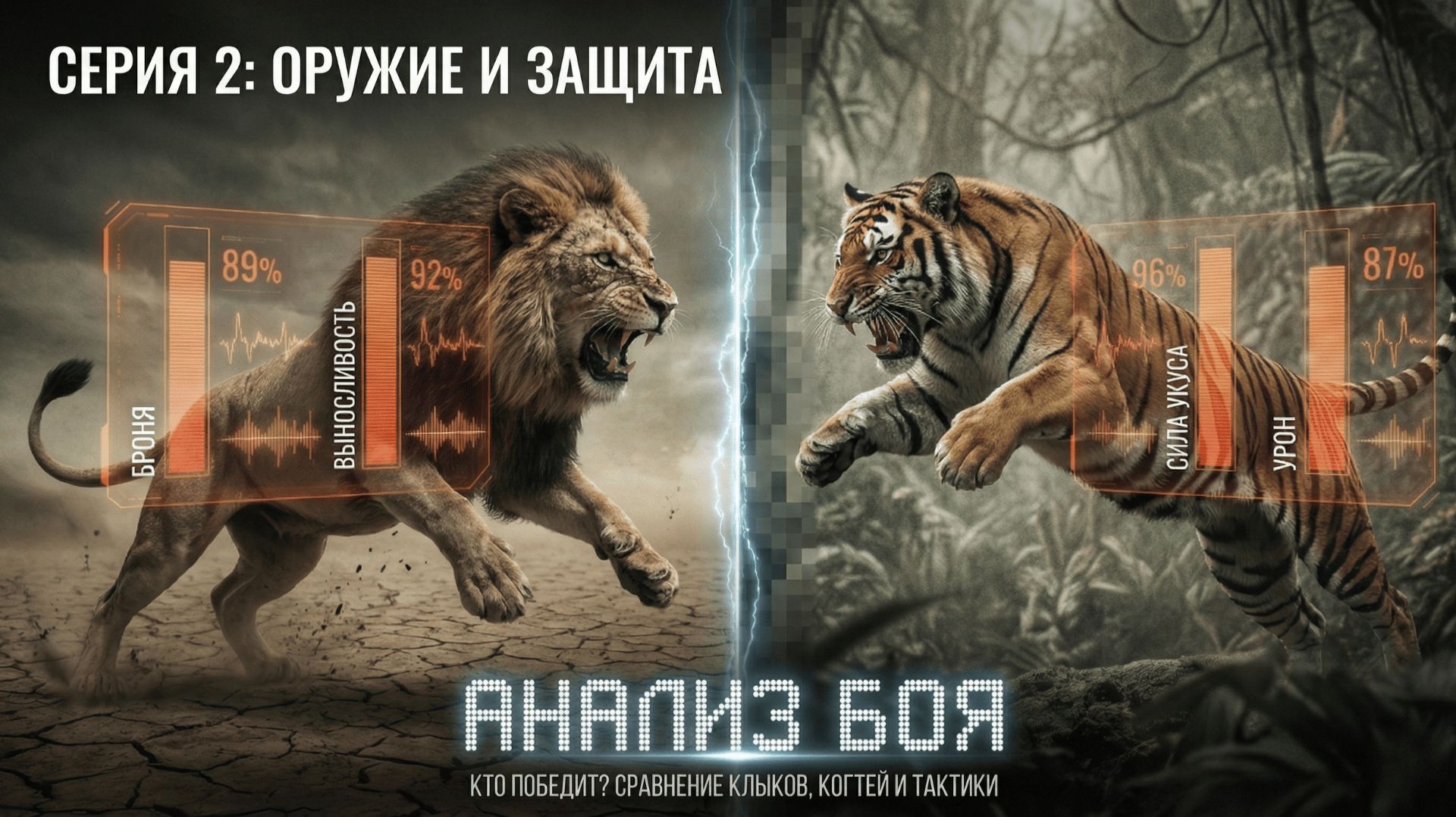 КОРОЛИ ДИКОЙ ПРИРОДЫ: Лев против Тигра. Оружие, Броня и Психология (Часть 2) смотреть онлайн