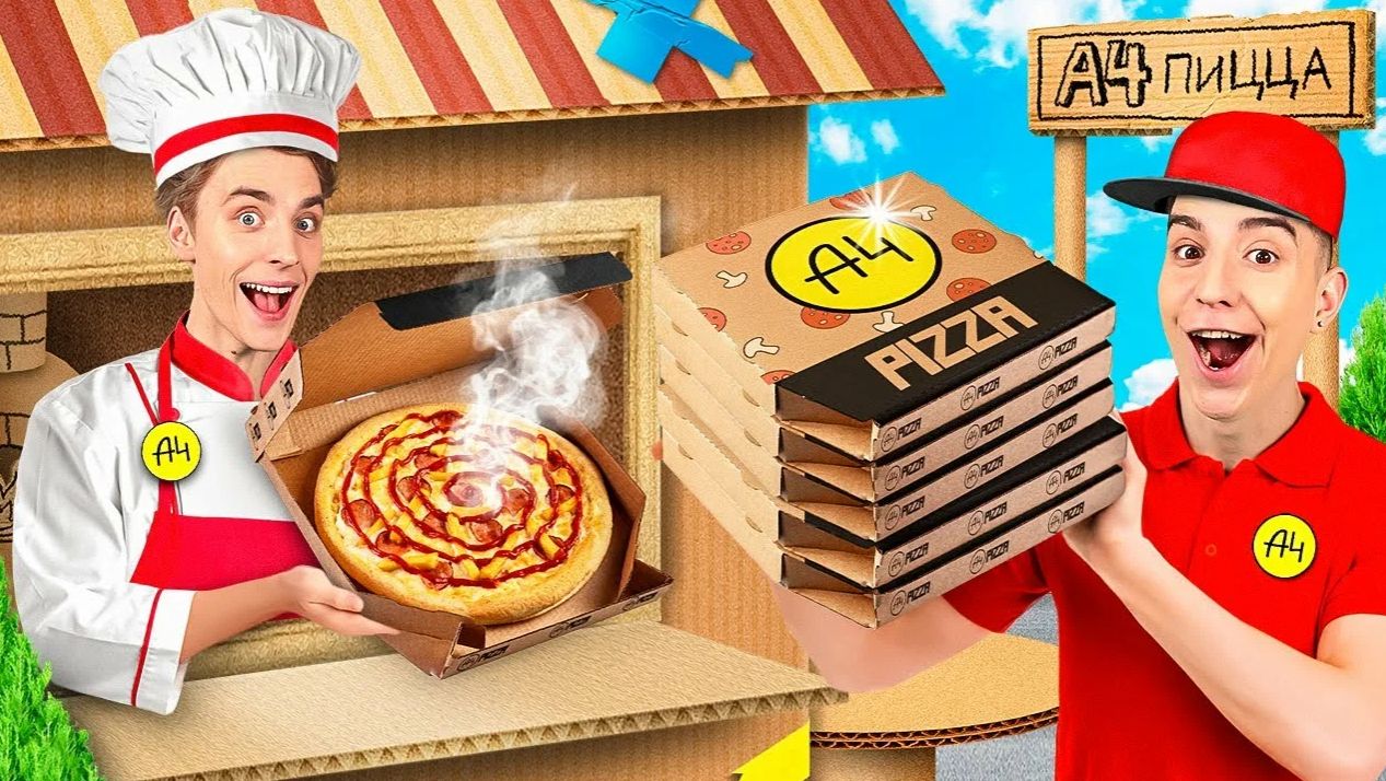ВЛАД А4 - Открыли КАРТОННУЮ ПИЦЦЕРИЮ А4 ! смотреть онлайн