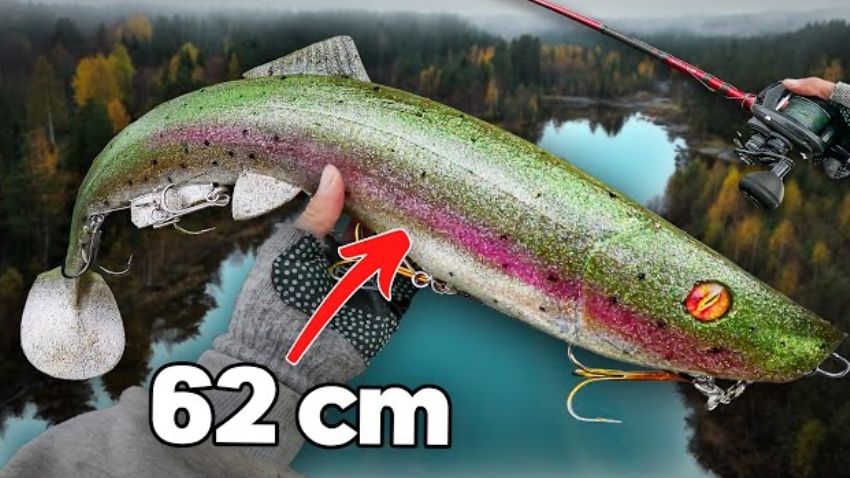 Рыбалка самым большим воблером 62 см, рыбалка на речного монстра. смотреть онлайн