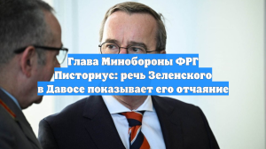Глава Минобороны ФРГ Писториус: речь Зеленского в Давосе показывает его отчаяние