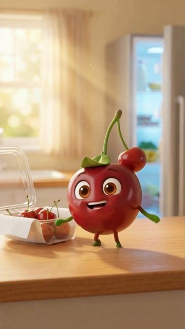 Вишенка поёт_ как хранить вишню, чтобы не скисла 🍒🎵 #еда#suno #veo3 #nanabanana #музыка #мультик