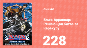 Блич: Арранкар: Решающая битва за Каракуру 228 серия (аниме-сериал, 2004)