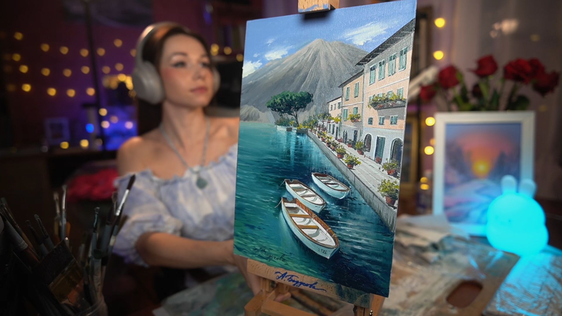 КАРТИНА МАСЛОМ НА СТРИМЕ🎨 #ламповыйстрим #девушкастримит #живопись #картина #рисование смотреть онлайн