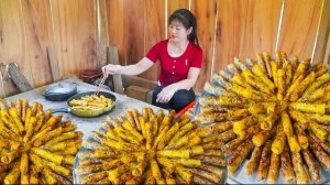 Готовлю жареные блинчики с начинкой что бы продать их на рынке. Нхат. Вьетнам