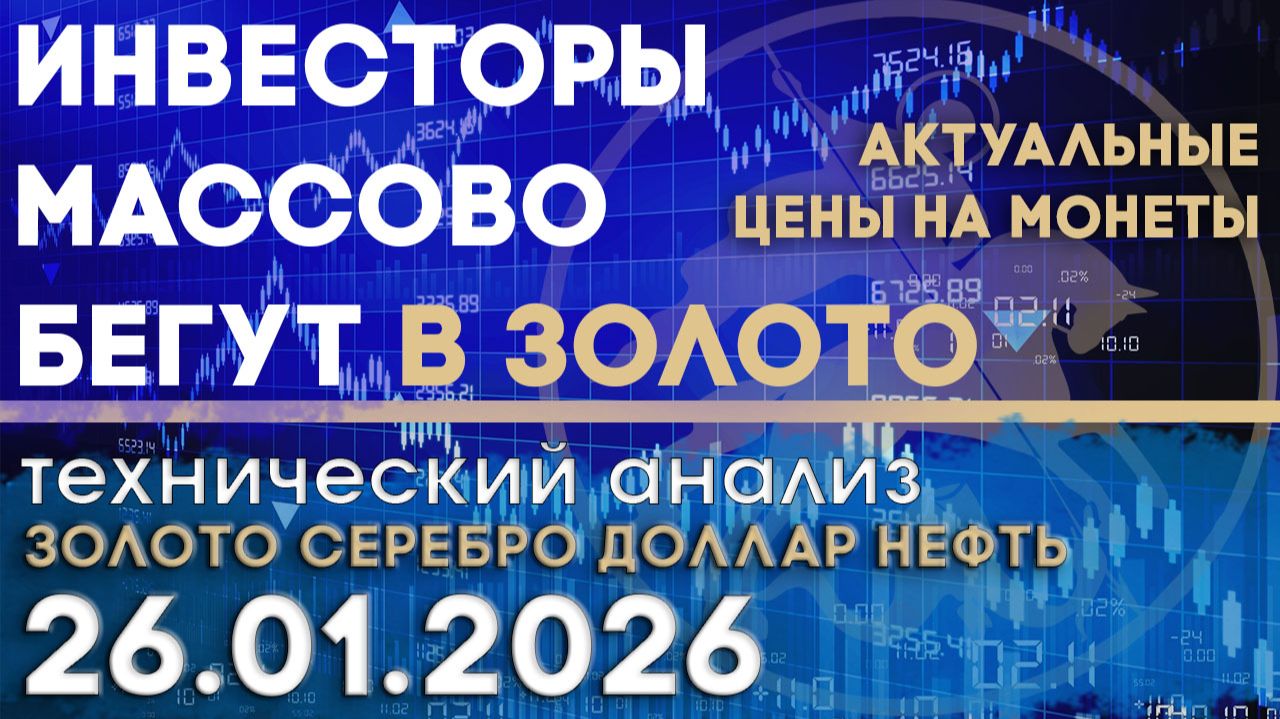 Инвесторы массово бегут в золотое убежище. Анализ рынка золота, серебра, нефти, доллара 23.01.2026 г смотреть онлайн