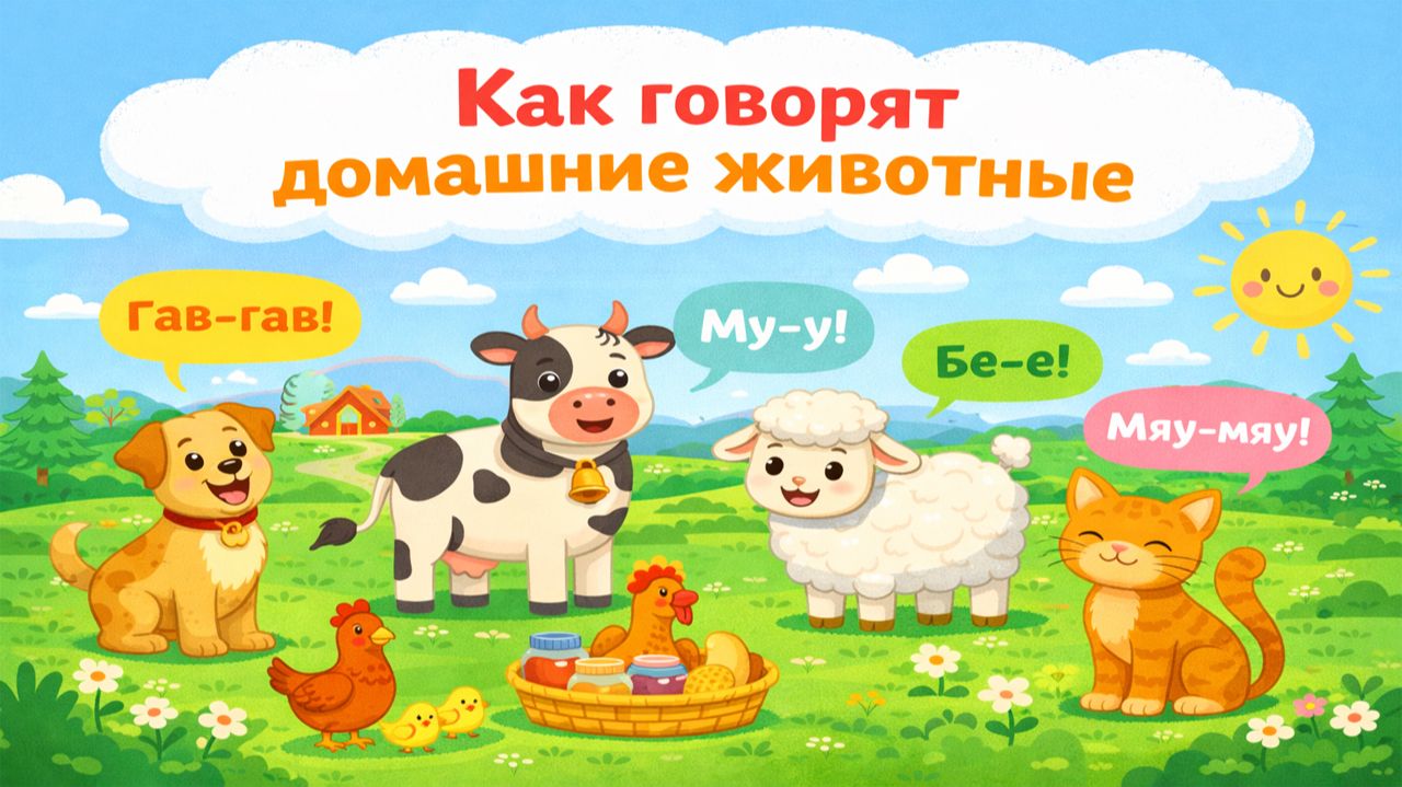 Как говорят домашние животные. Веселая песенка. Мультики загадки для детей. Мультики для малышей смотреть онлайн
