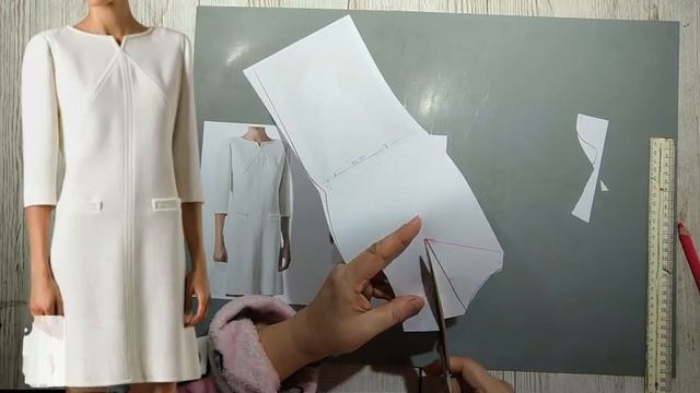 Моделирование. Классическое платье с переносом вытачки. Выкройка № 1941. смотреть онлайн