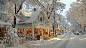 Уютное зимнее кафе ❄️ Снег за окном и тёплый джаз | Атмосфера спокойствия
