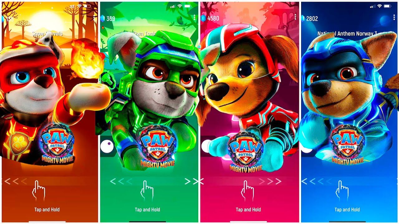 Мультики для Детей Щенячий Патруль Tiles Hop - МАРШАЛЛ, РОККИ, ЛИБЕРТИ, ГОНЩИК смотреть онлайн