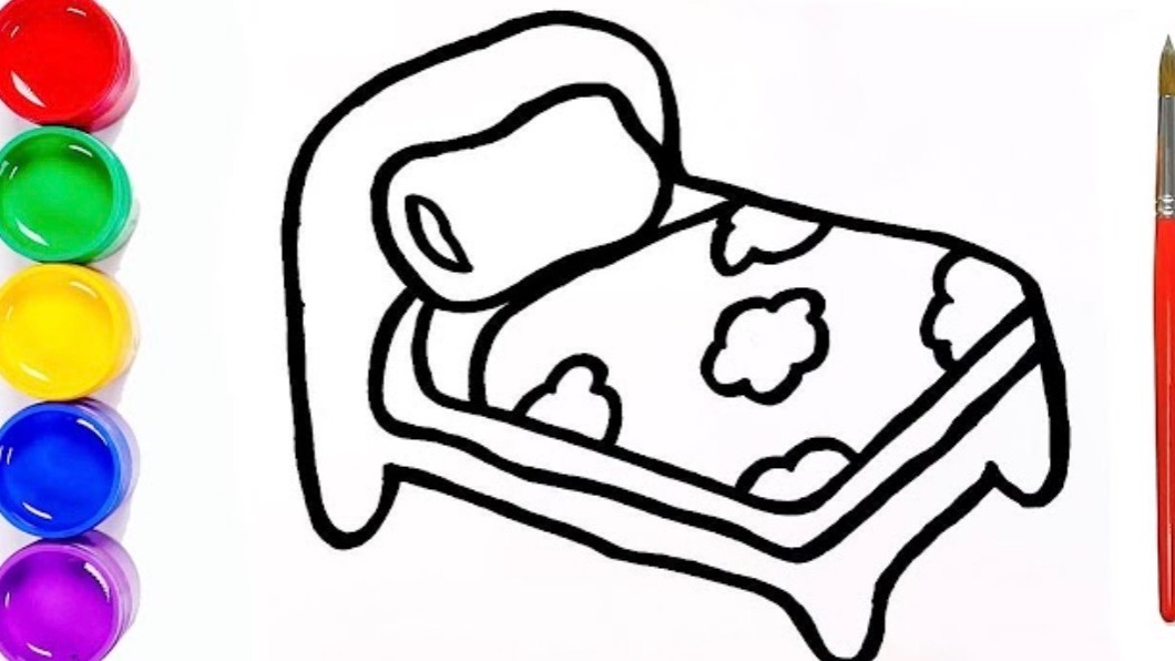 Мультик раскраска для детей и малышей. Как нарисовать рисунок кровать смотреть онлайн