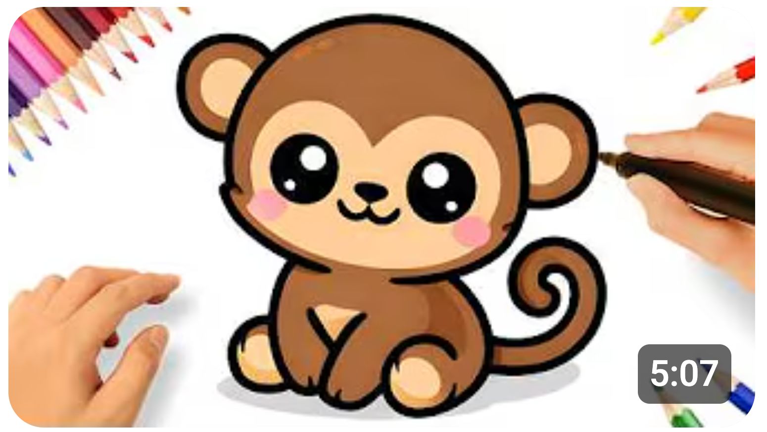 КАК НАРИСОВАТЬ ПРОСТУЮ МИЛУЮ КОРИЧНЕВУЮ ОБЕЗЬЯНКУ 🐵 смотреть онлайн