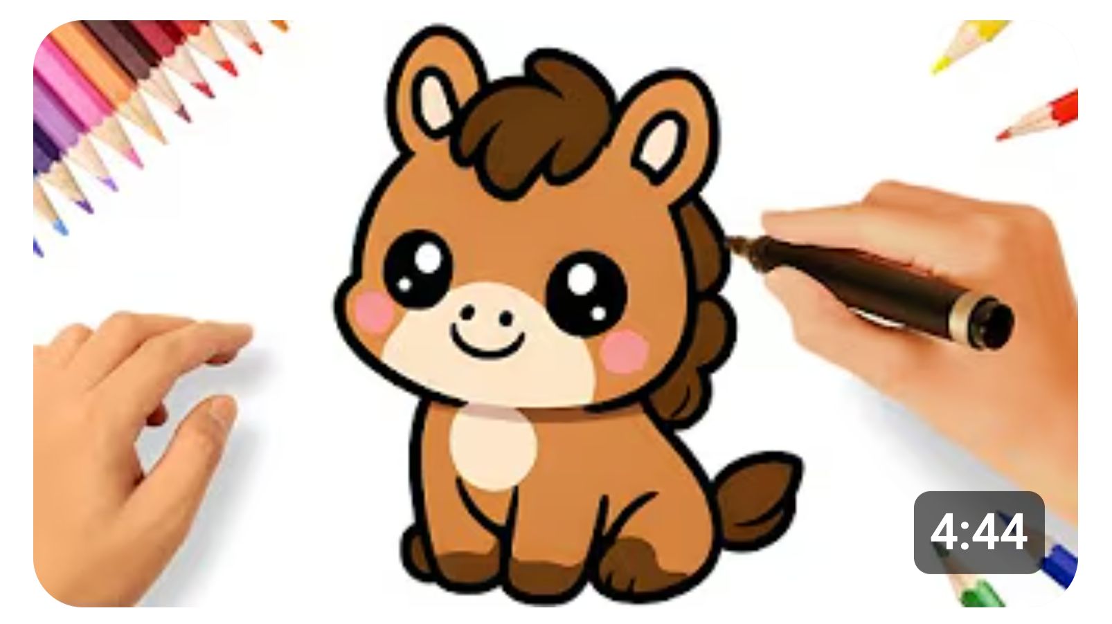 КАК НАРИСОВАТЬ ПРОСТУЮ МИЛУЮ КОРИЧНЕВУЮ ЛОШАДЬ 🐎 смотреть онлайн